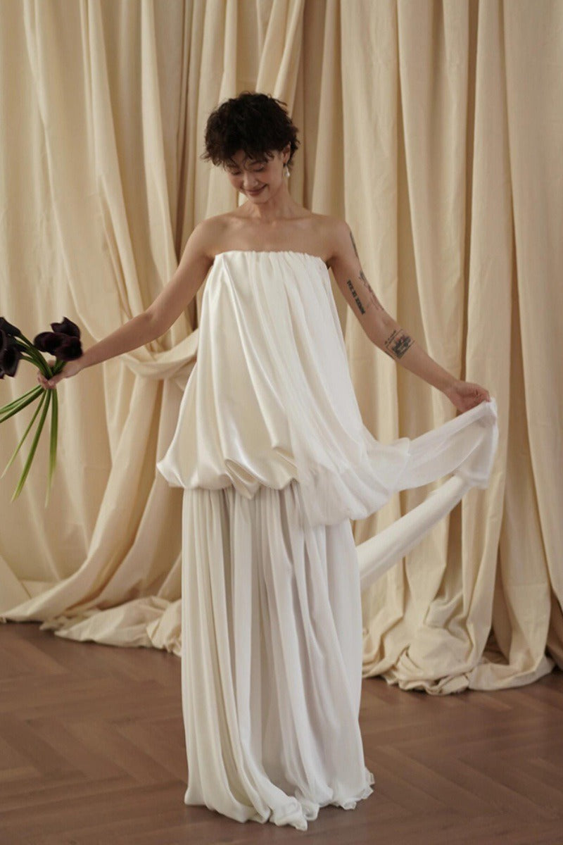 Vestido de recepción minimalista, suelto, elegante y vaporoso