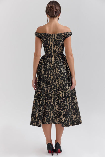 Off Shoulder Backless Wrap Floral Dress