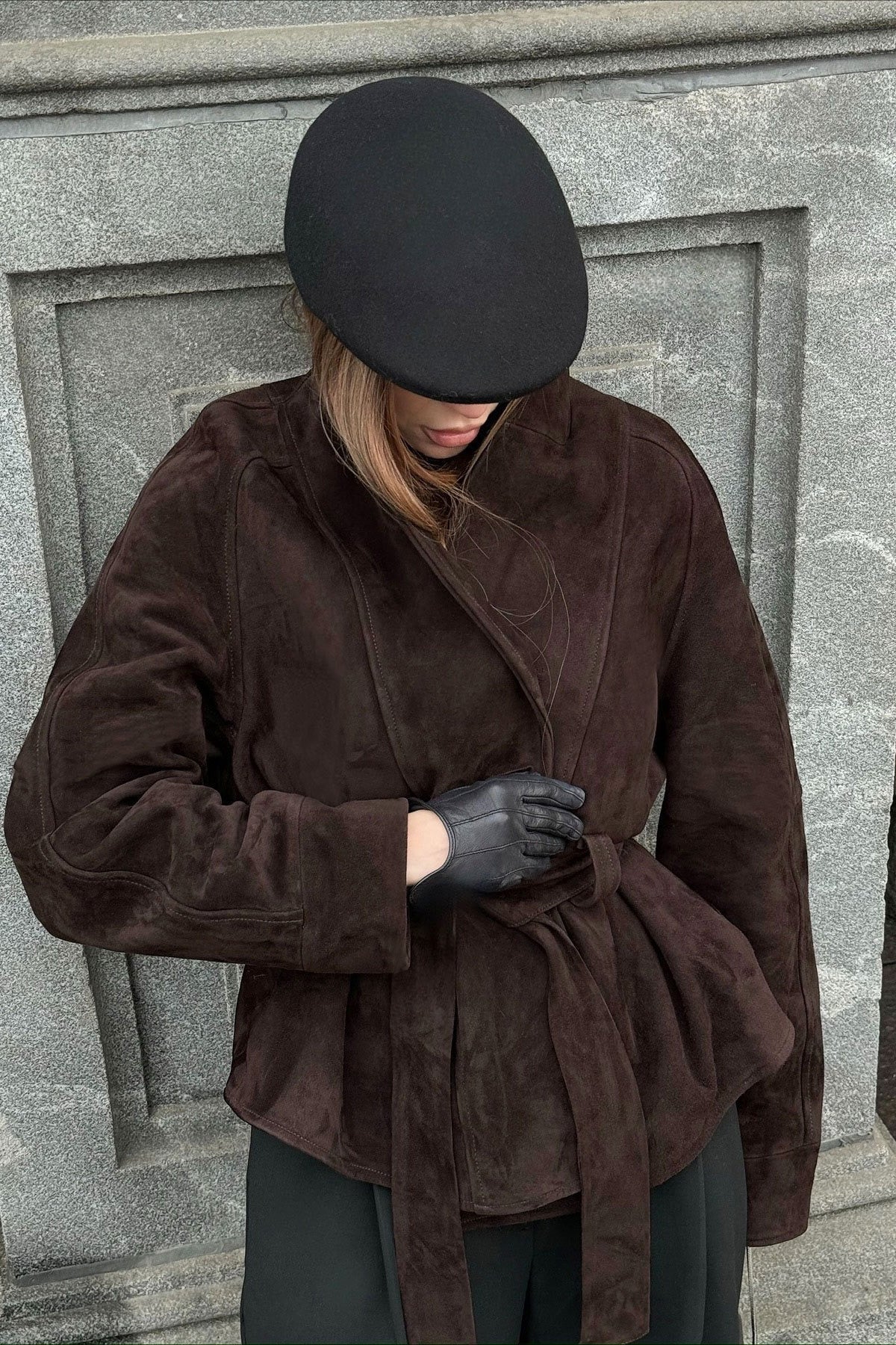 Chaqueta de gamuza vintage de manga larga