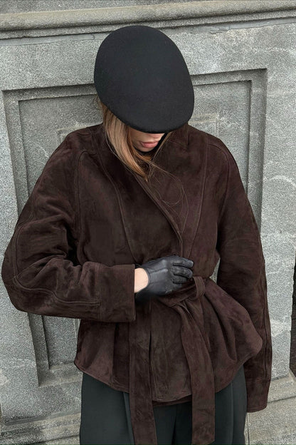 Chaqueta de gamuza vintage de manga larga