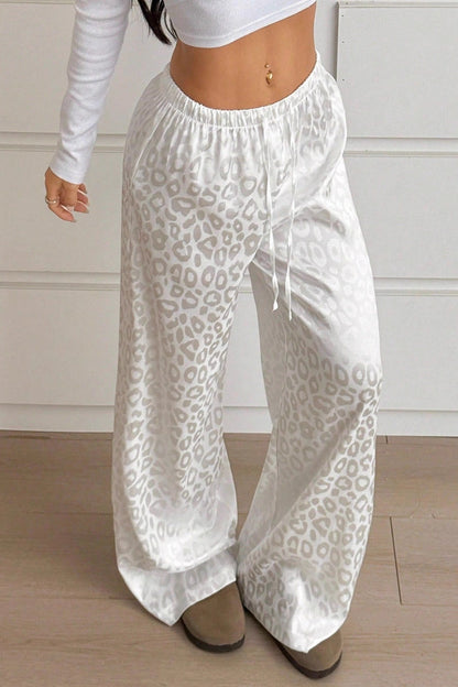 Pantalones Jacquard de Satén Estampado de Leopardo