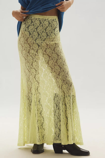 Lace Hollow Out Long Skirt