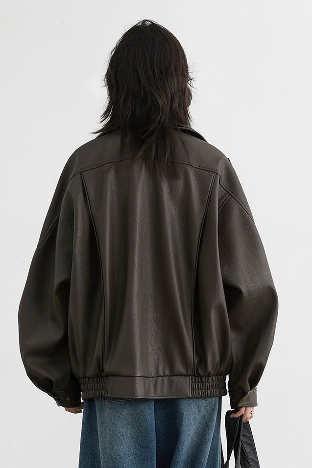 Chaqueta de cuero moto oversize