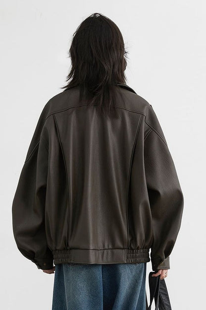 Chaqueta de cuero moto oversize