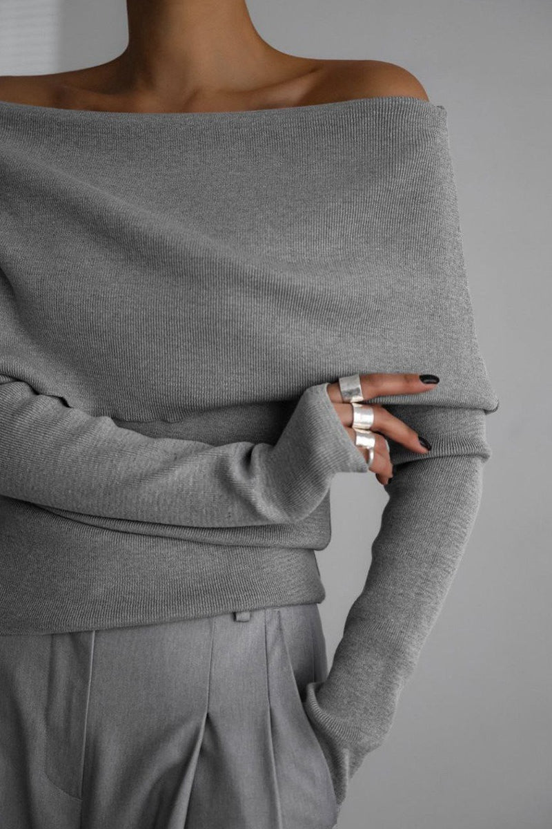 Off Shoulder Ribbed Sweater