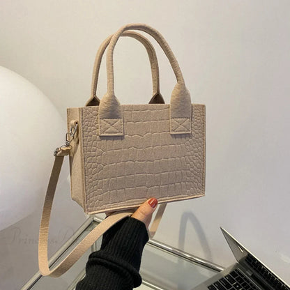 Felt Mini Tote Autumn Winter Small Square Handbag