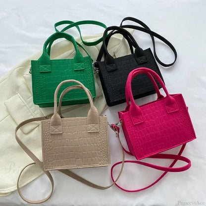 Felt Mini Tote Autumn Winter Small Square Handbag