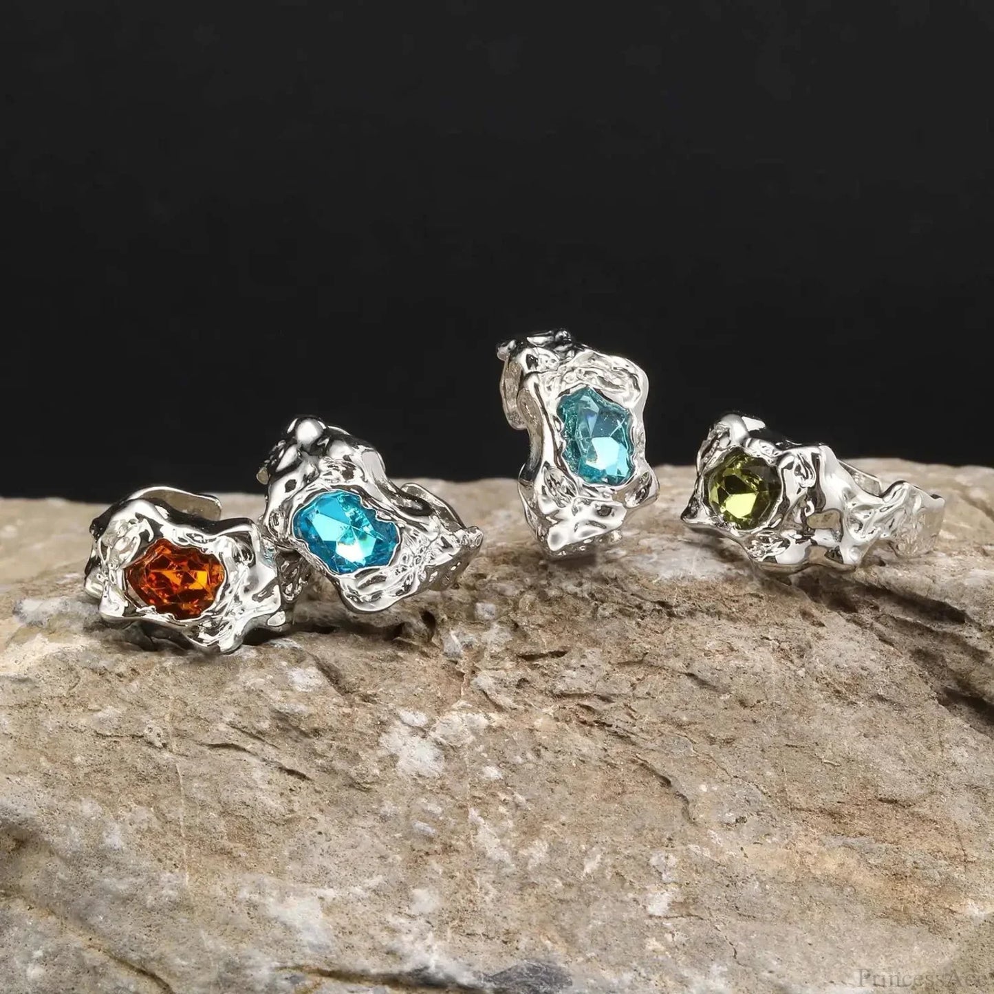 Fiery Colorful Zircon Gothic Band