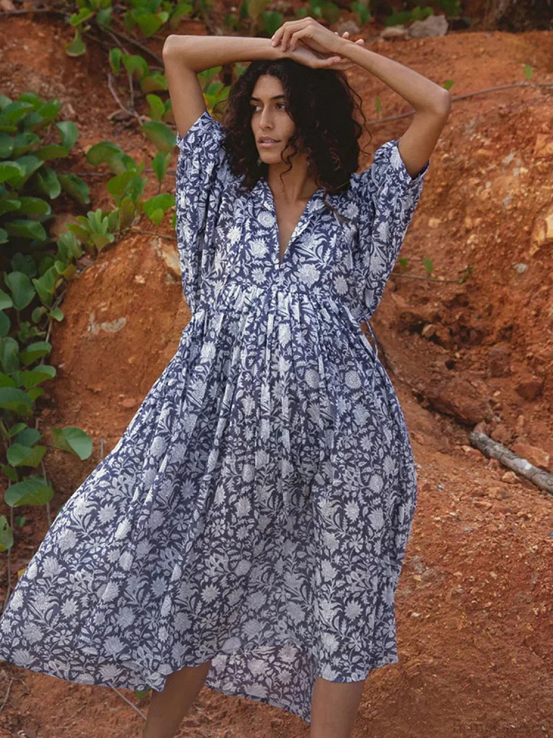 Fitshinling Boho Vintage Lantern Sleeve Dress