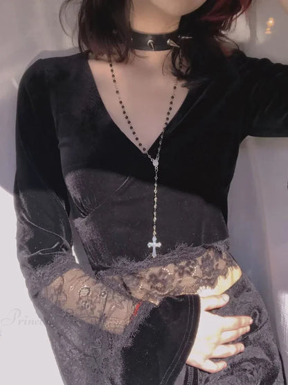 Flare Lace Sleeve Knit Top