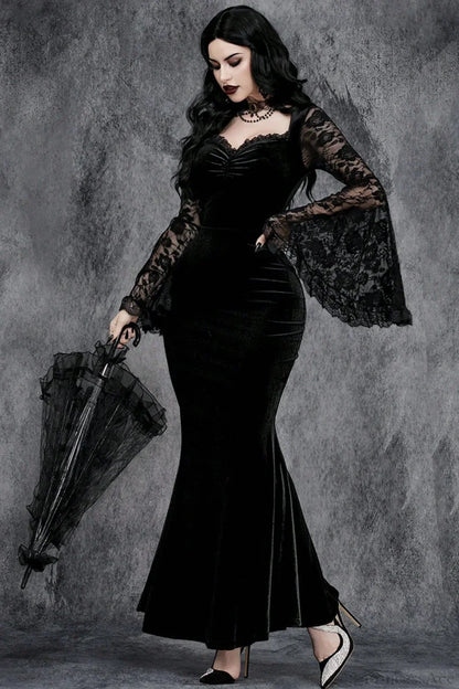 Flare Sleeve Lace Gothic Dress