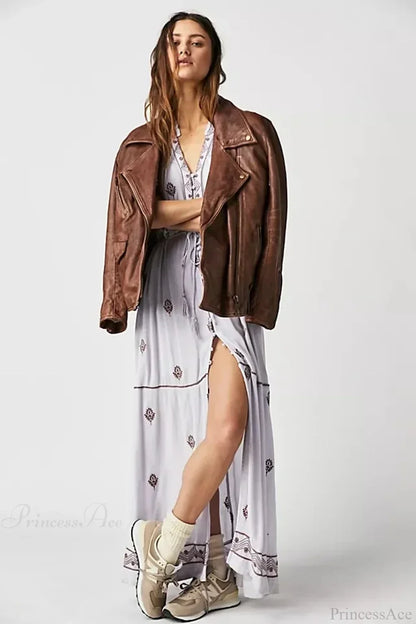 Floral Embroidery Cotton Boho Dress