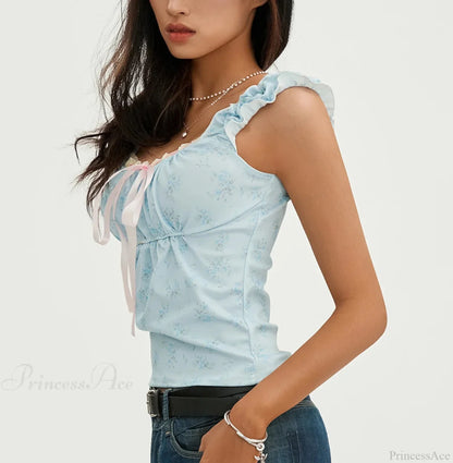 Floral Lace Patchwork Sleeveless Slim Fit Club Crop Vest