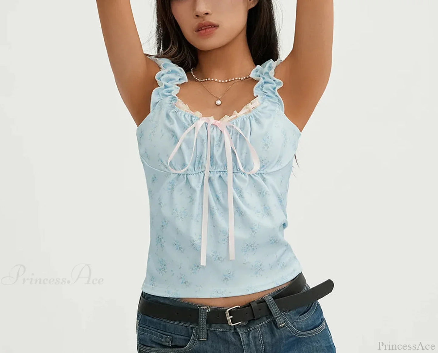 Floral Lace Patchwork Sleeveless Slim Fit Club Crop Vest