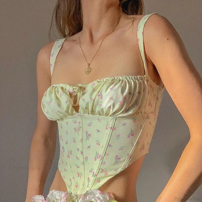 Floral Lace Ruched Tie Low Cut Slim Fit Backless Bustier