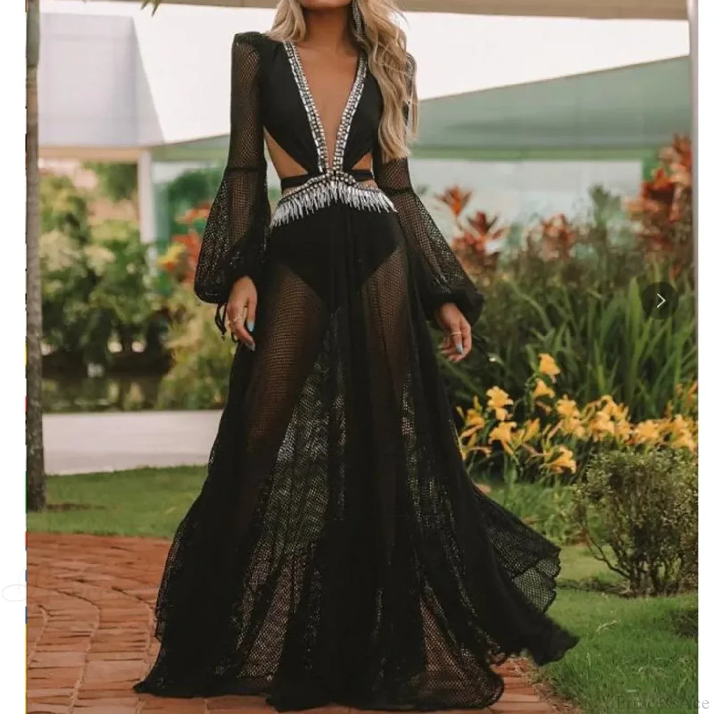 Kimono playero floral de manga larga