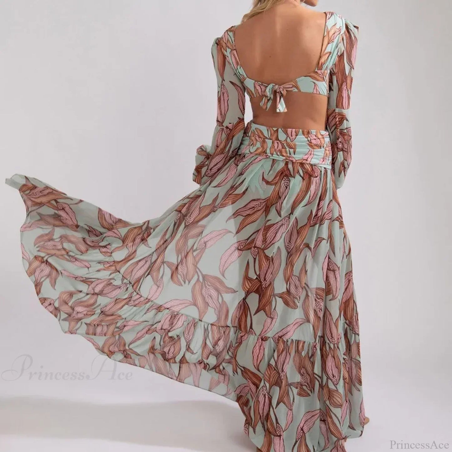 Kimono playero floral de manga larga