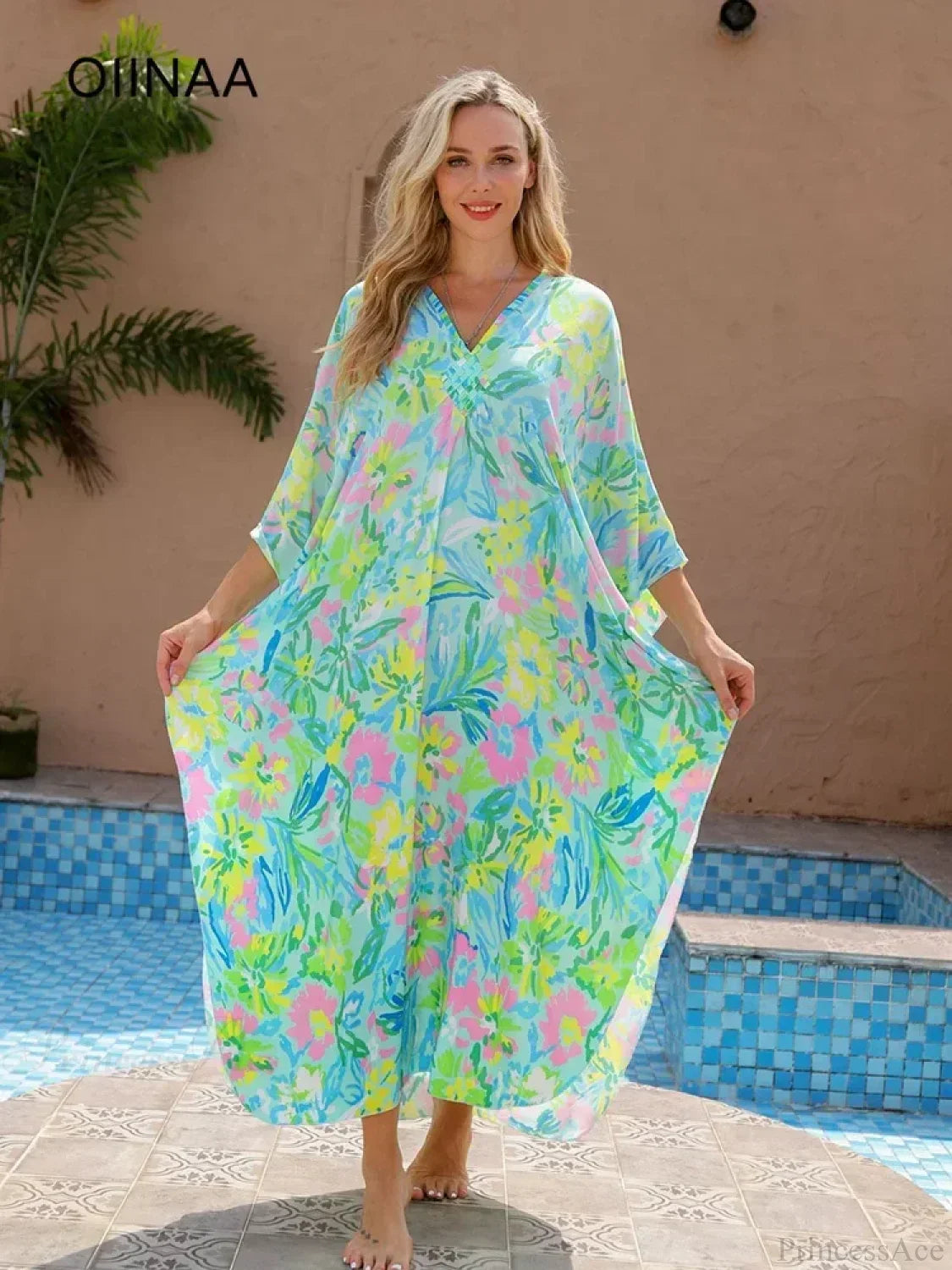 Vestido largo con estampado floral
