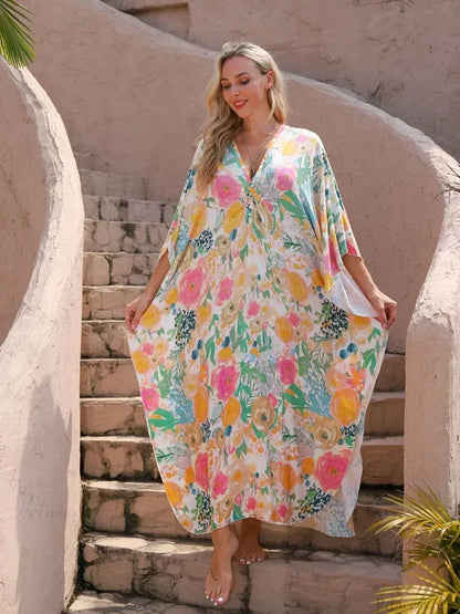 Vestido largo con estampado floral