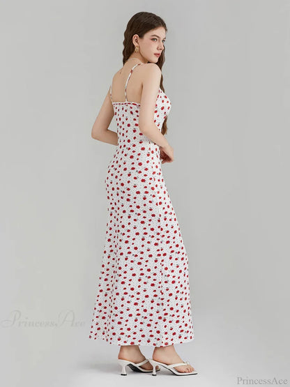 Floral Print Spaghetti Strap Ribbon Tie-Up Slip Vacation Floral Dress