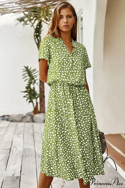 Floral Print Vintage Short Sleeve Boho Dress