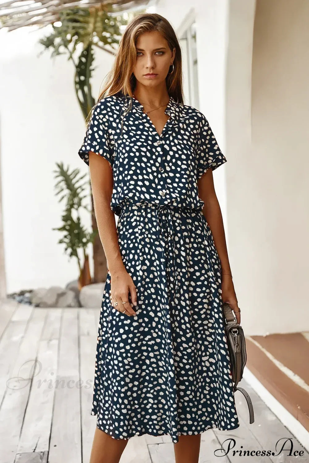 Floral Print Vintage Short Sleeve Boho Dress