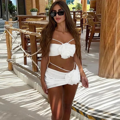 Floral Skirt Set Three Piece Swimsuit