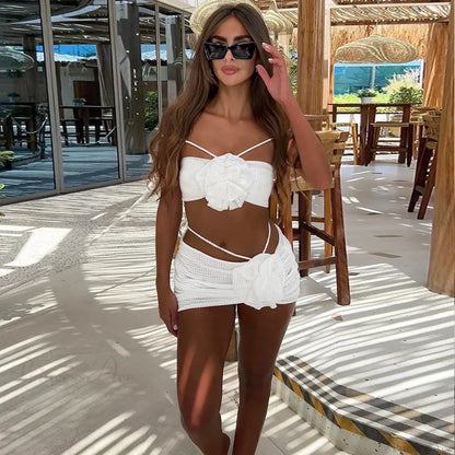 Floral Skirt Set Three Piece Swimsuit