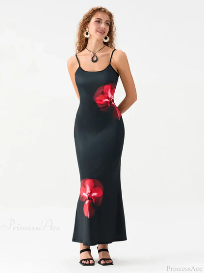 Floral Spaghetti Straps Sleeveless Slip Floral Dress