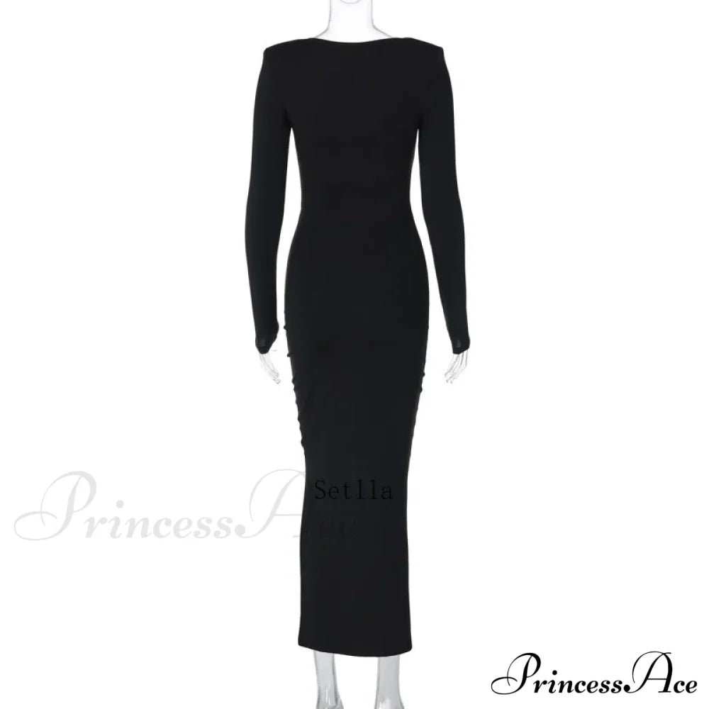 Florale Cut Out Long for Women Long Sleeve Sexy Sexy Midi Dress