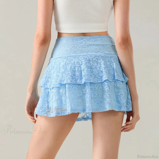 Flower Lace Layered Ruffle Skirt