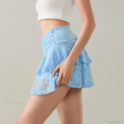 Flower Lace Layered Ruffle Skirt
