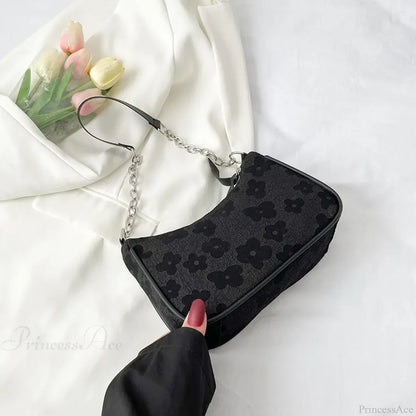 Flower Pattern Handle Underarm Shoulder Bag
