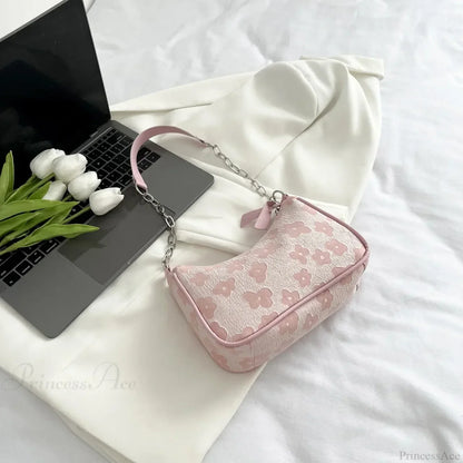Flower Pattern Handle Underarm Shoulder Bag