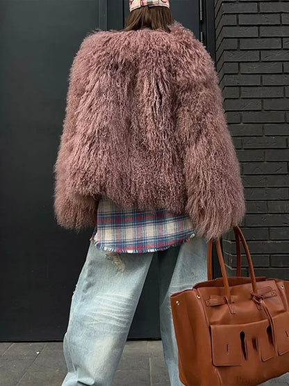 Fluffy Tassel Oversize Long Sleeve Coat
