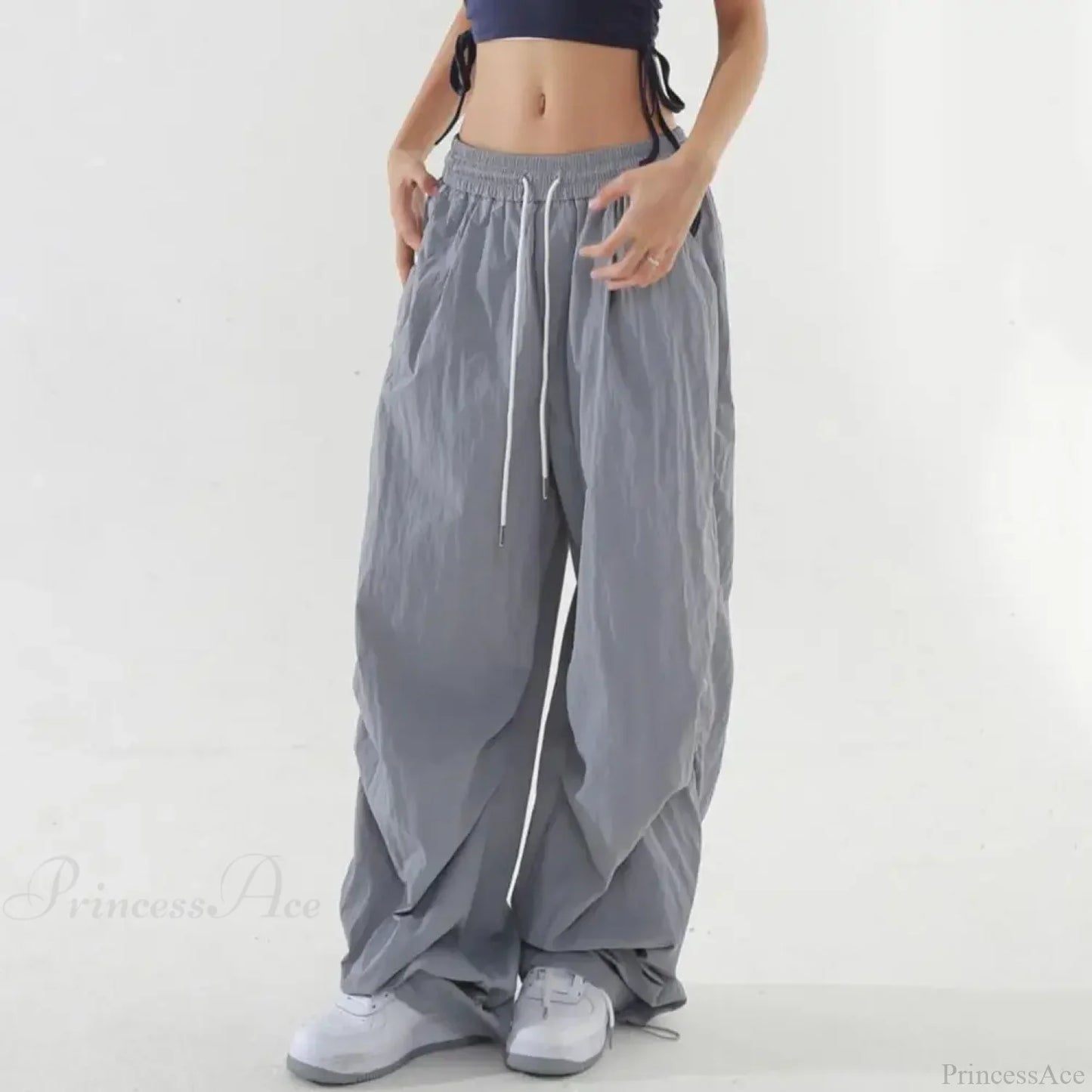 Fluorescent Drawstring Wide Leg Cargo Pant