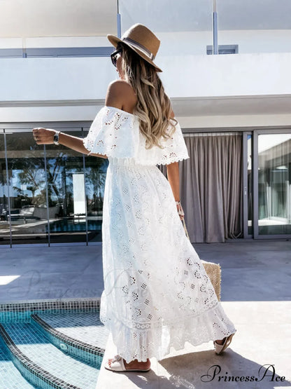 for Shoulder Lace Color Long Off Gown Solid Women