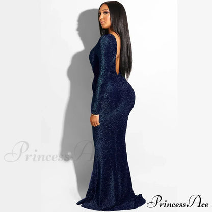 Francine Formal Open Charming Back Glitter Dress
