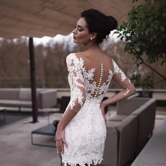 French V-Neck Long Sleeve Wedding Dress