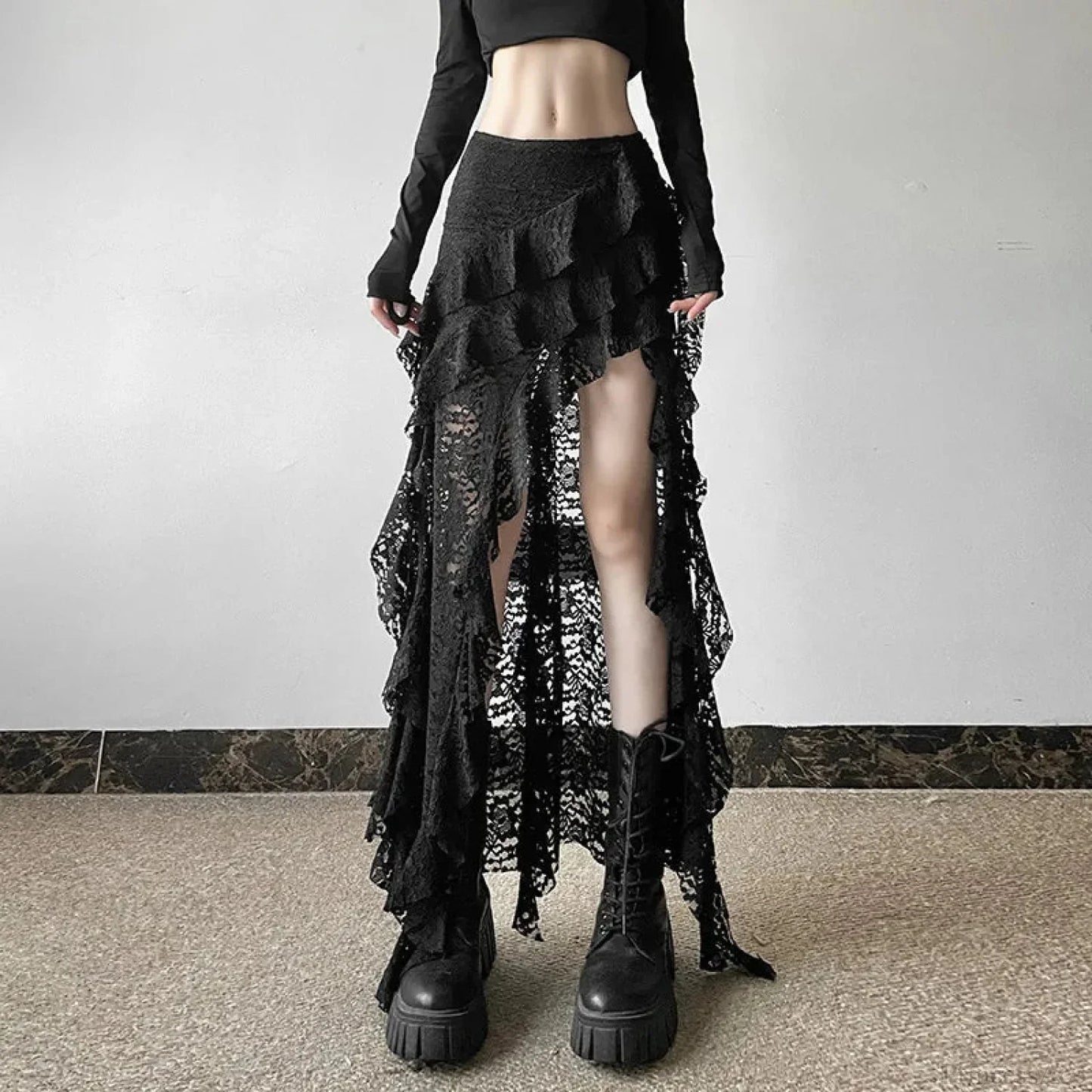 Frilly Patchwork Mini Skirt