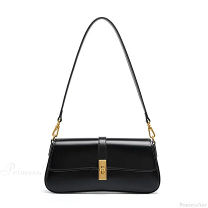 Genuine Leather Baguette Shoulder Bag