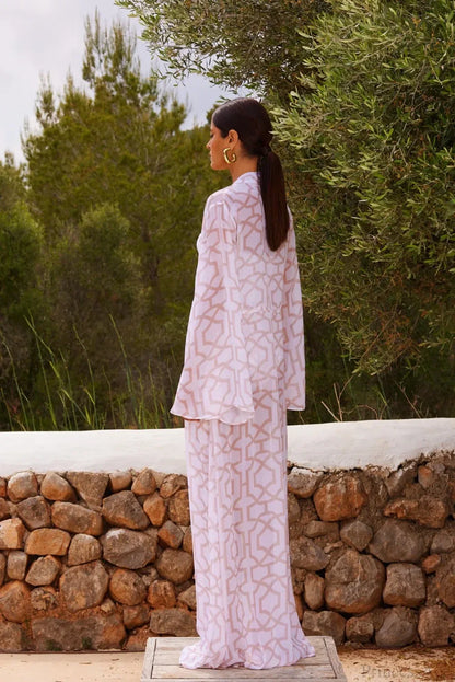 Bañador de una pieza kimono con estampado geométrico