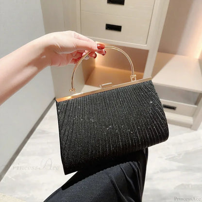 Glitter Luxury Apricot Evening Clutch Chain Shoulder Bag
