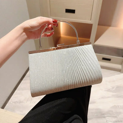 Glitter Luxury Apricot Evening Clutch Chain Shoulder Bag