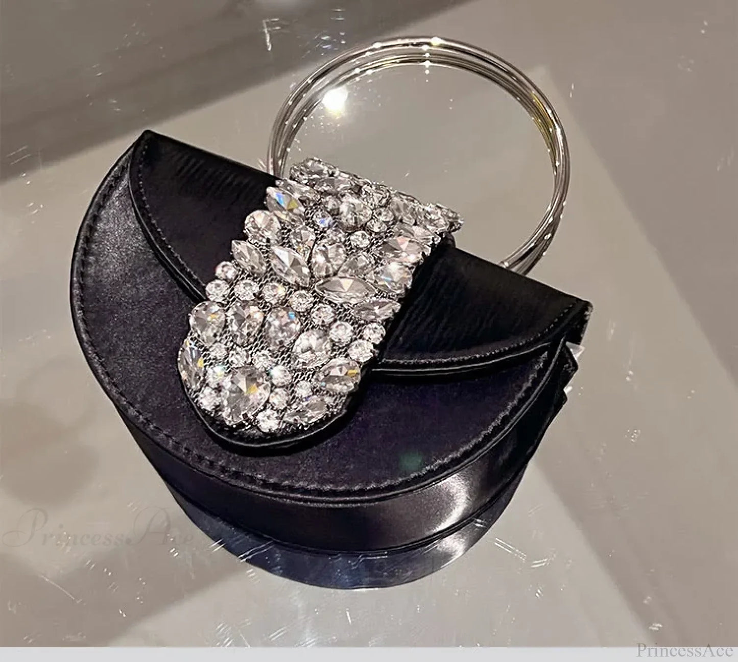 Glittering Crystal Satin Evening Clutch Wedding Purse