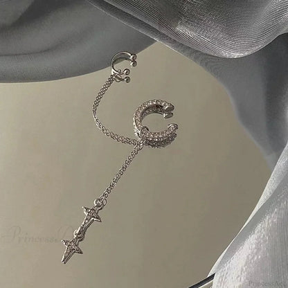 Gloomy Rebel Metal Chain Cross Affection Earring