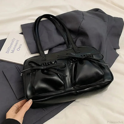 Glossy PU Sewing Thread Shoulder Bag
