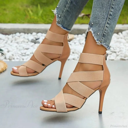 Gold Sexy Strange High Heels Gladiator Narrow Band Square ToeBuckle Strap Wedding Banquet Pumps High Heel