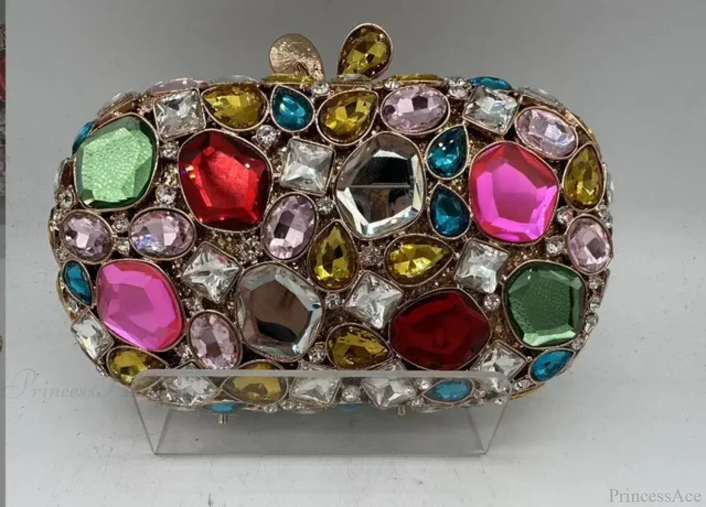 Gold/Silver Crystal Evening Clutch Wristlet