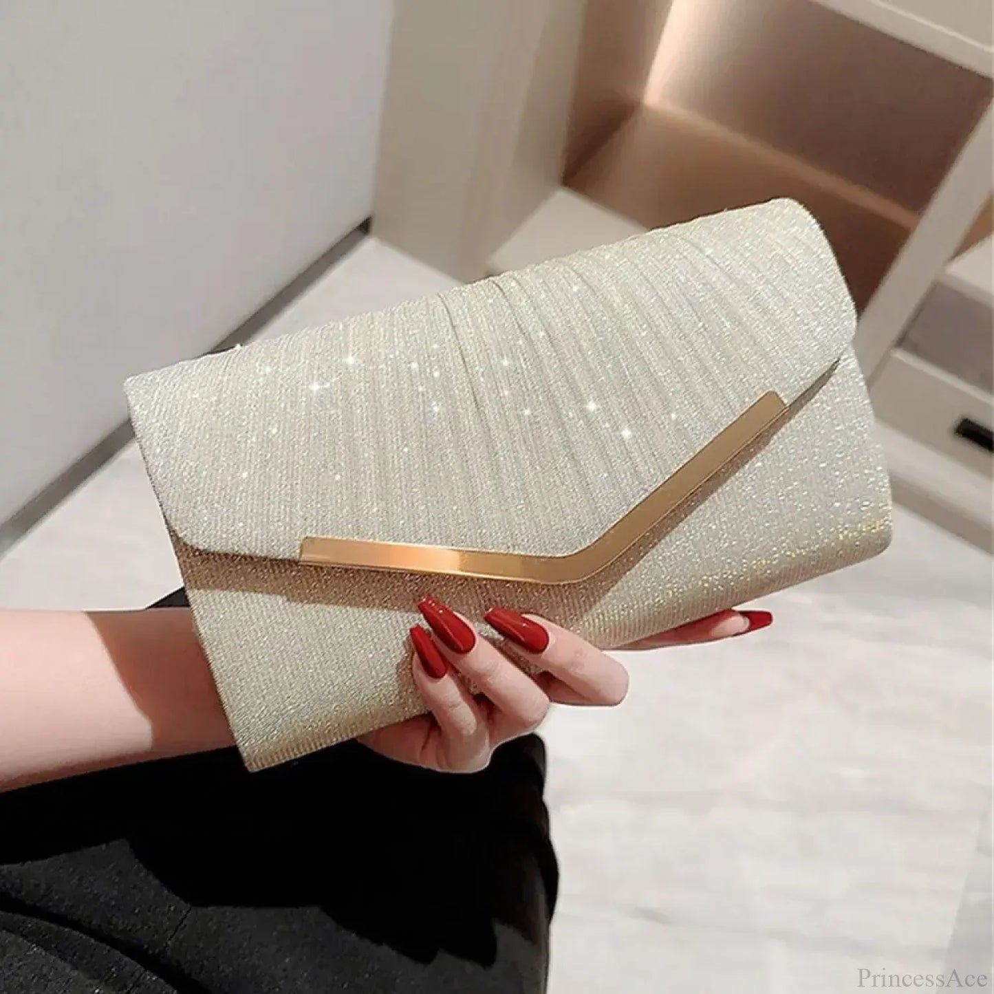 Gold Silver Elegant Banquet Clutch Shoulder Bag Purse